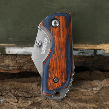 2.6" Closed Mini Pocket Cleaver Knife with Colored Wood Handle